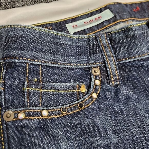 EXPRESS jeans X2 slim W10 embellished dark wash low rise boot cut 0 LONG - Picture 4 of 10